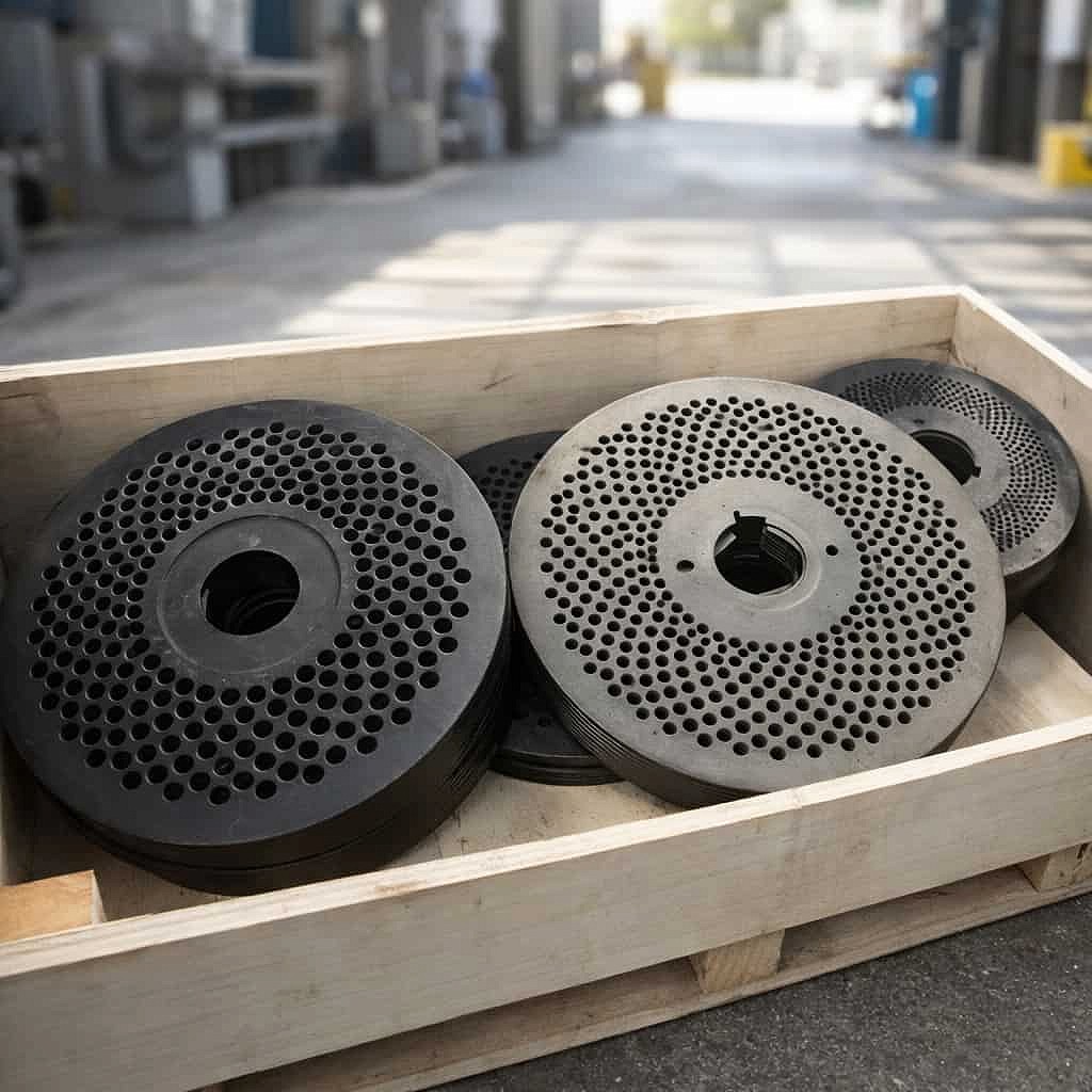 Imagen del producto Matriz plana pellets 120mm x 2,5 mm acero templado. - PHA+TWF0cml6IHBsYW5hIGRlIGFjZXJvIHRlbXBsYWRvIDxzdHJvbmc+MTIwIG1tIHggMjUgbW08L3N0cm9uZz4gcGFyYSBwZWxldGl6YWRvcmFzLCBkaXNlw7FhZGEgcGFyYSBwcm9kdWNpciBwZWxsZXRzIGhvbW9nw6luZW9zIHkgZGUgYWx0YSBkZW5zaWRhZCBjb24gbcOheGltYSBkdXJhYmlsaWRhZCB5IGZsdWpvIGVmaWNpZW50ZSBkZWwgbWF0ZXJpYWwuPC9wPg==